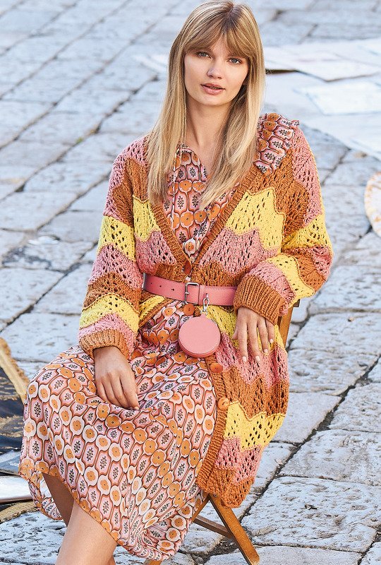 Dreifarbige Jacke im Wellenmuster - Bild 5