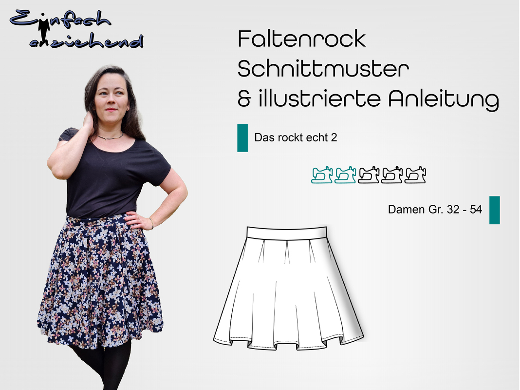 Schnittmuster Faltenrock Das rockt echt 2 Gr. 32 - 62 Damen