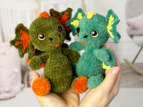 Grüner Drache gehäkelt.Amigurumi Drache.Häkelmuster PDF.