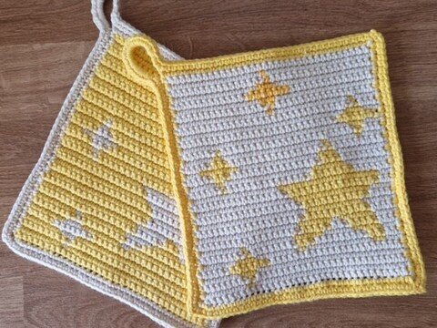 Häkelanleitung Topflappen Sterne