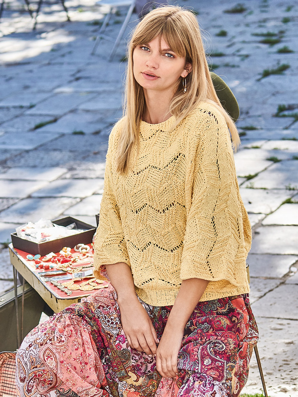 Quergestrickter Zackenpulli