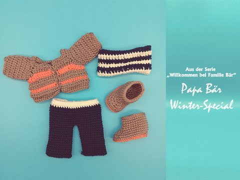 Häkelanleitung Winteroutfit für Papa Bär