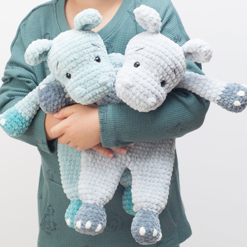 Crochet Hippo snuggler pattern, Hippo lovey, cuddle toy - Image 6