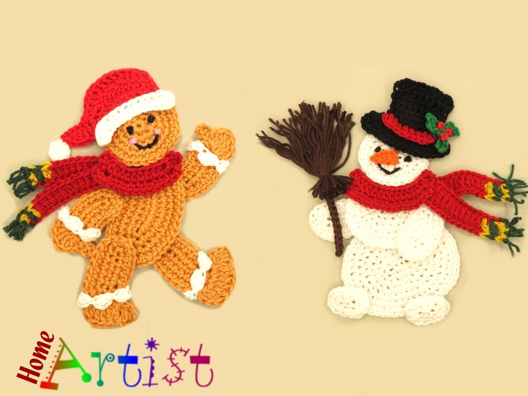 Ginger + Snowman crochet applique - Image 2