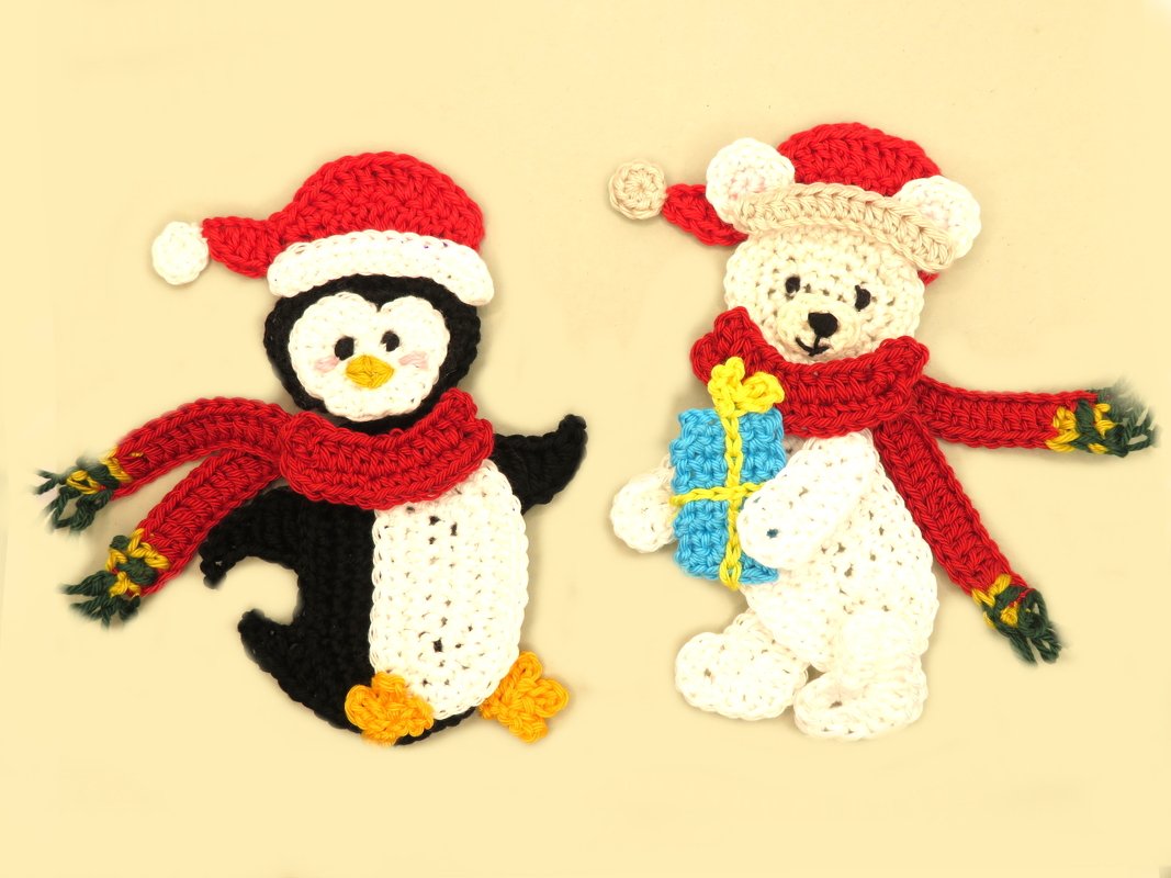 Penguin + Icebear crochet applique - Image 2