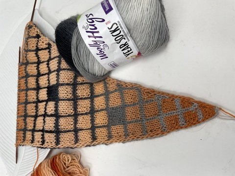 Tuch Scotty asymmetrisch Double-Face stricken