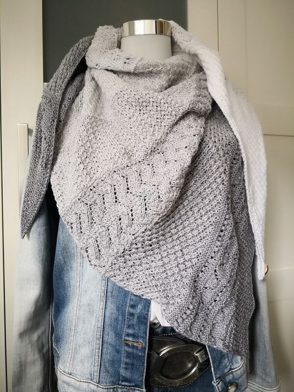Awen - gestricktes Tuch im Mustermix,  fast symmetrisch, PDF Anleitung - Bild 15
