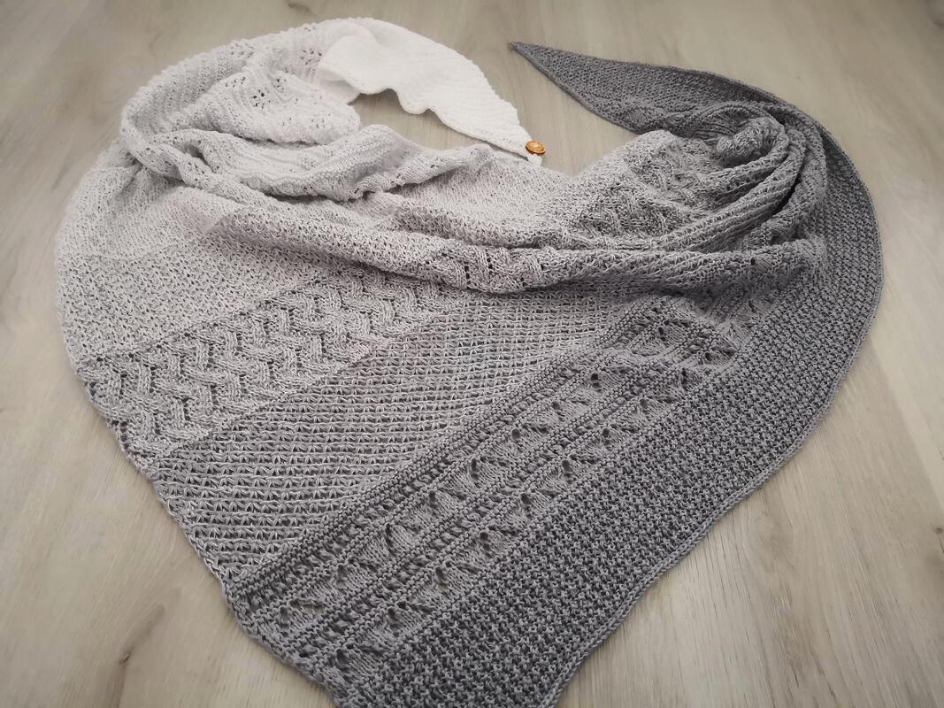 Awen - gestricktes Tuch im Mustermix,  fast symmetrisch, PDF Anleitung - Bild 5