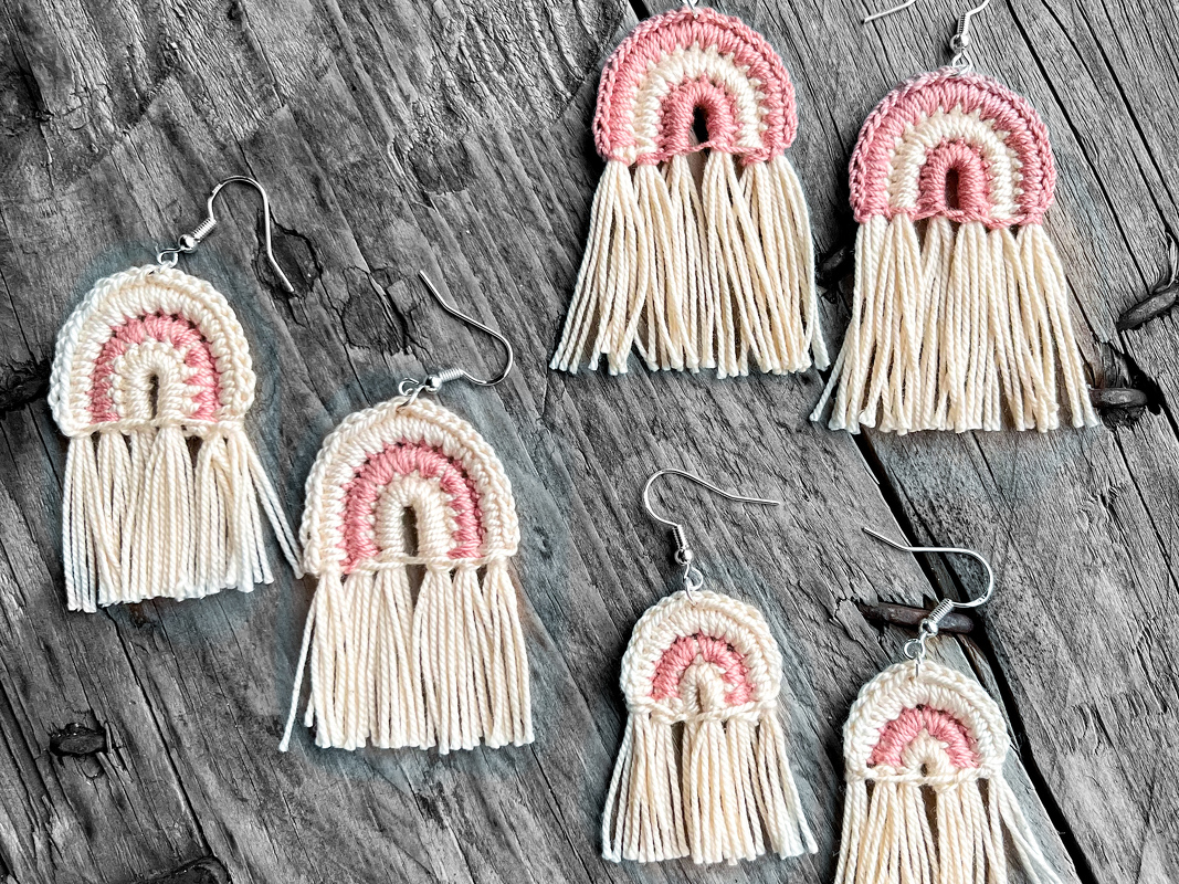 Häkelanleitung Ohrringe Boho-Regenbogen/1 Anleitung - 2 Größen