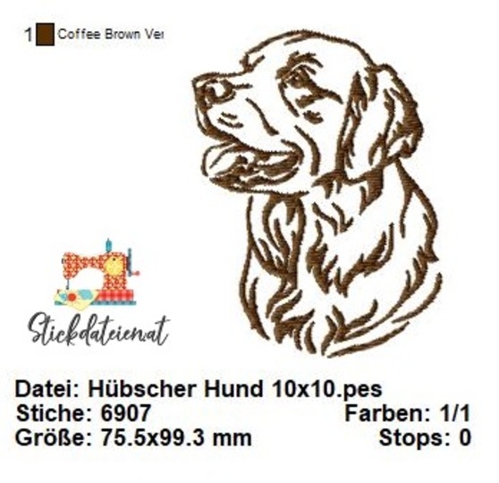 Hundekopf Stickdatei, Hunde Stickdatei in 3 Größen, Stickdatei Hunderassen