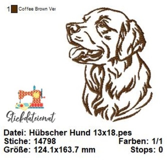 Hundekopf Stickdatei, Hunde Stickdatei in 3 Größen, Stickdatei Hunderassen