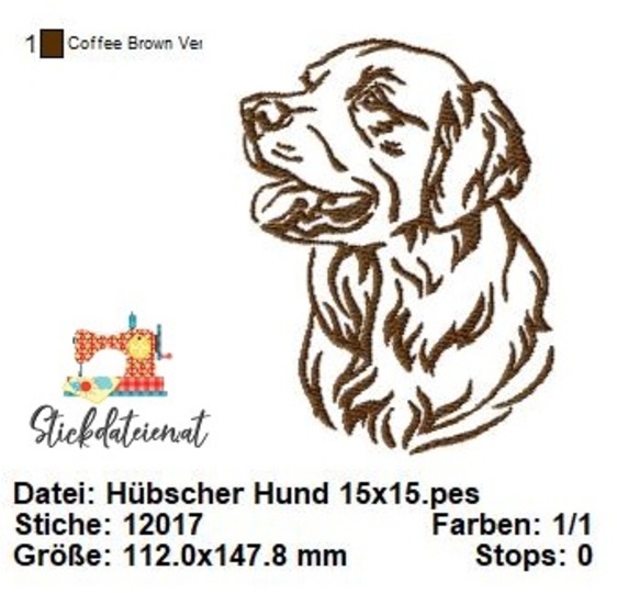 Hundekopf Stickdatei, Hunde Stickdatei in 3 Größen, Stickdatei Hunderassen