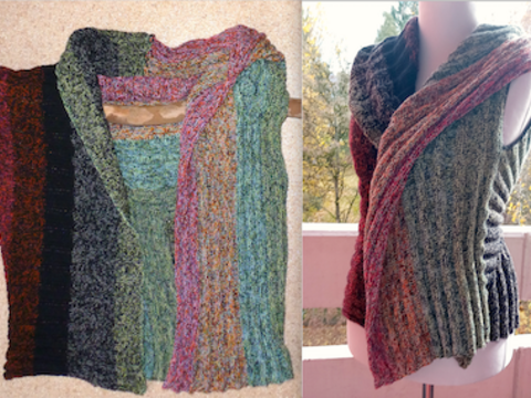 Rippenkarree - Rechteckweste aus Farbverlaufsgarn