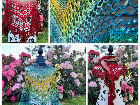 Häkeltuch Luftiküsschen - XXL-Tuch im Mustermix