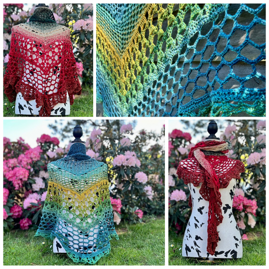 Häkeltuch Luftiküsschen - XXL-Tuch im Mustermix