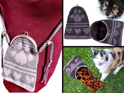 Bügeltasche „Doglove / Catlove„ Gassitasche kleine Tasche mit Pfotenabdruck