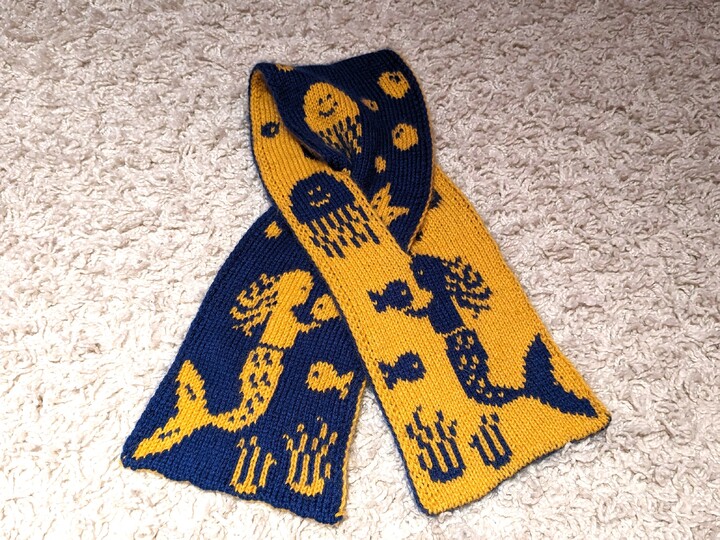 Strickanleitung Steckschal "Meereszauber" - in Doubleface