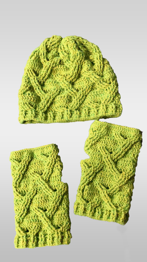 DIY Häkelanleitung: Kuschlige Mütze & Stulpen im Zopfmuster