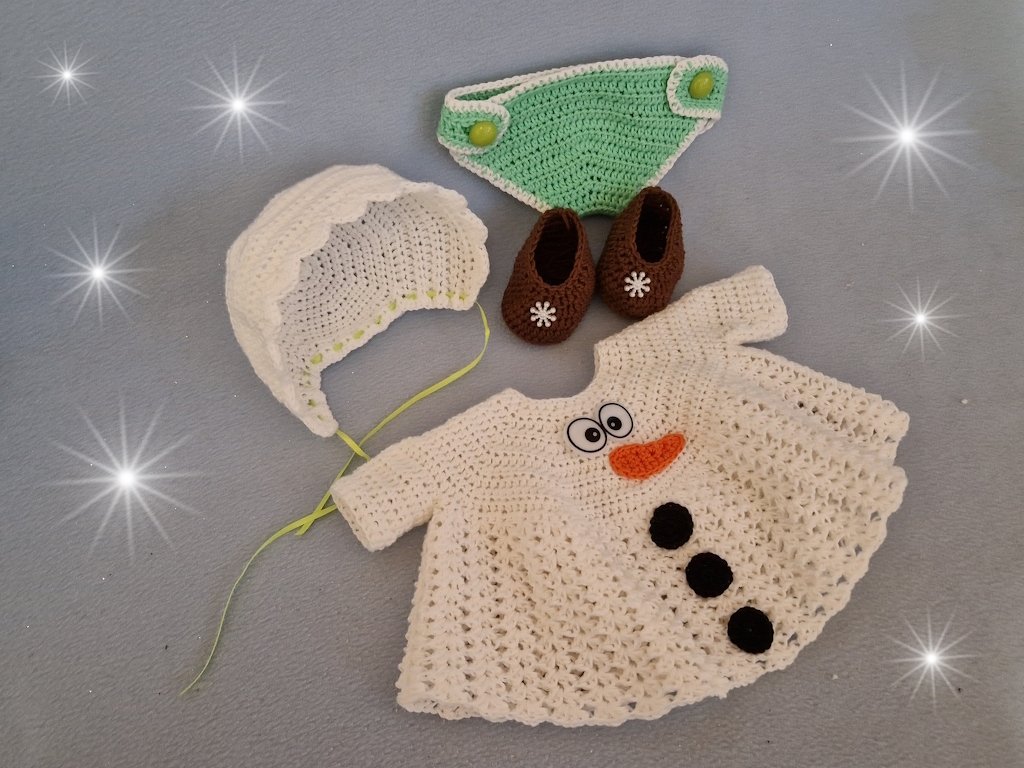 Puppenkleidung für Baby Lina im Winter, Häkelanleitung