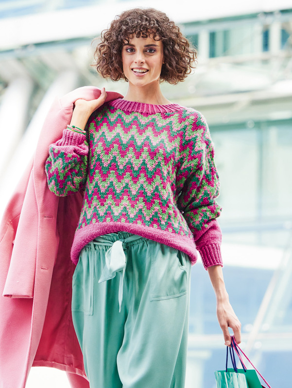 Jaquardpullover mit gerundeter Saumkante