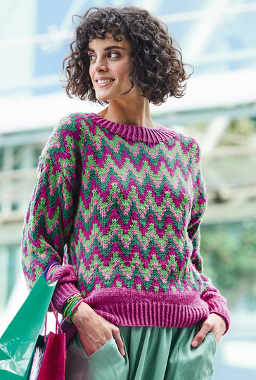 Jaquardpullover mit gerundeter Saumkante