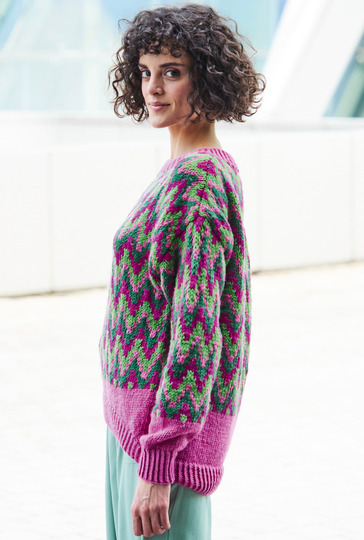 Jaquardpullover mit gerundeter Saumkante
