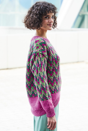 Jaquardpullover mit gerundeter Saumkante