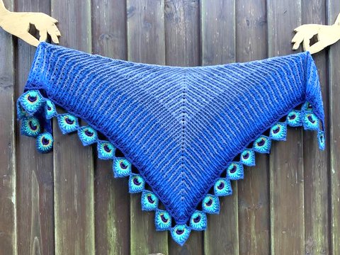 Tuch häkeln: Dreieckstuch PFAU