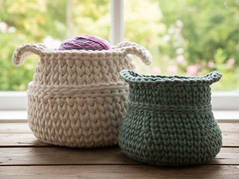 Bauchiger Design-Korb, Häkelanleitung, PDF