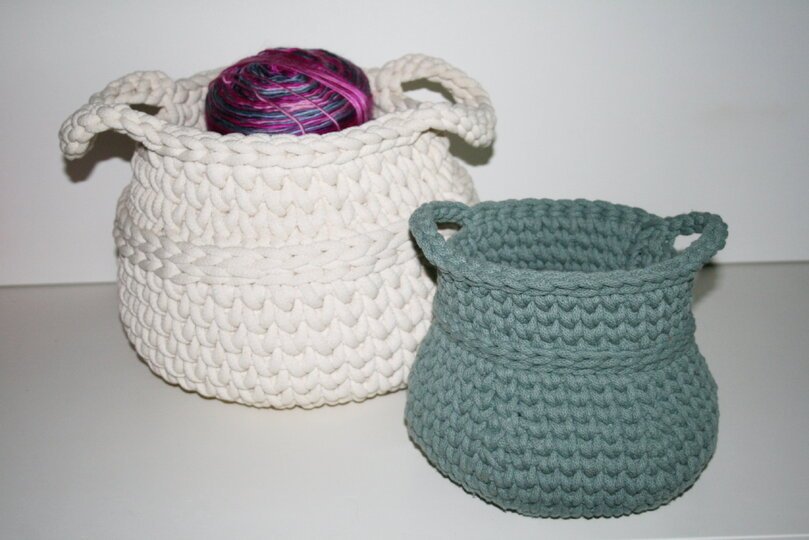 Bauchiger Design-Korb, Häkelanleitung, PDF