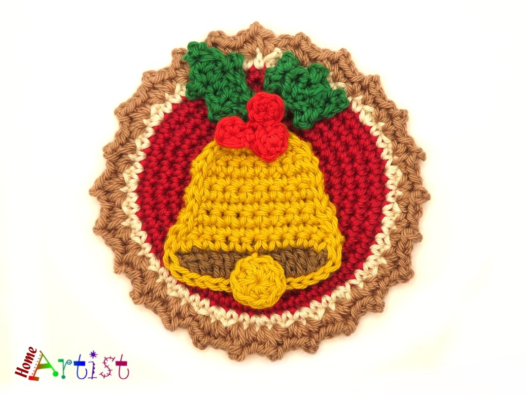 Button Bell crochet applique - Image 2