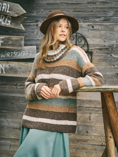 Streifenpullover mit Rollkragen