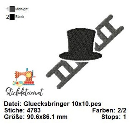 Stickdatei Rauchfangkehrer, Stickdatei 10x10, Glücksbringer Stickdatei