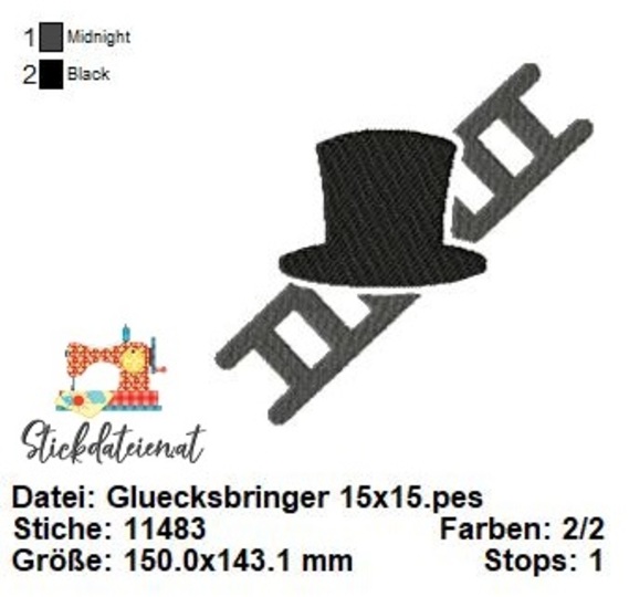 Stickdatei Rauchfangkehrer, Stickdatei 10x10, Glücksbringer Stickdatei