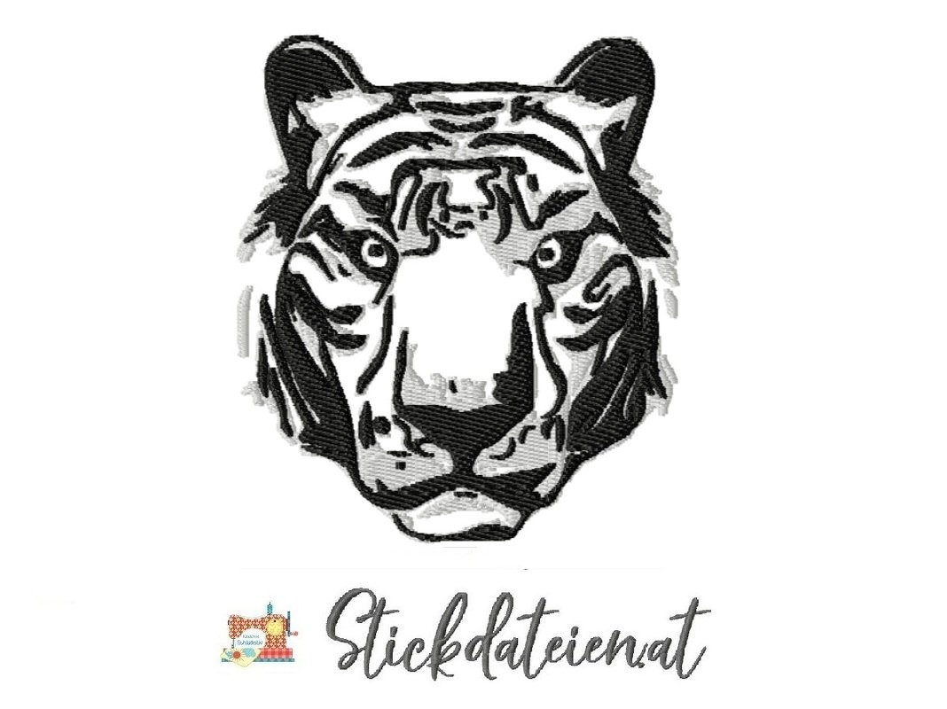 Stickdatei Tigerkopf, Stickdatei 10x10, Wildtiere Stickvorlage