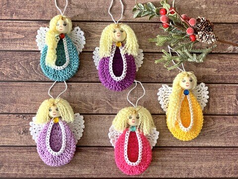 Häkelanleitung Hängebeutel Engel, einfach aus Wollresten