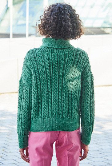 Zopfmusterpullover in Grün