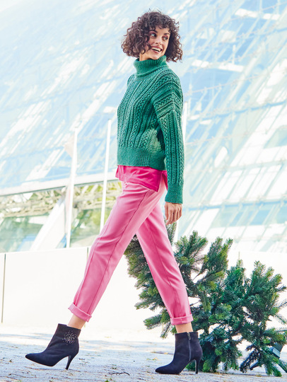 Zopfmusterpullover in Grün