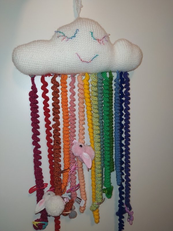 Haarspangenhalter Wolke mit Regenbogenlocken