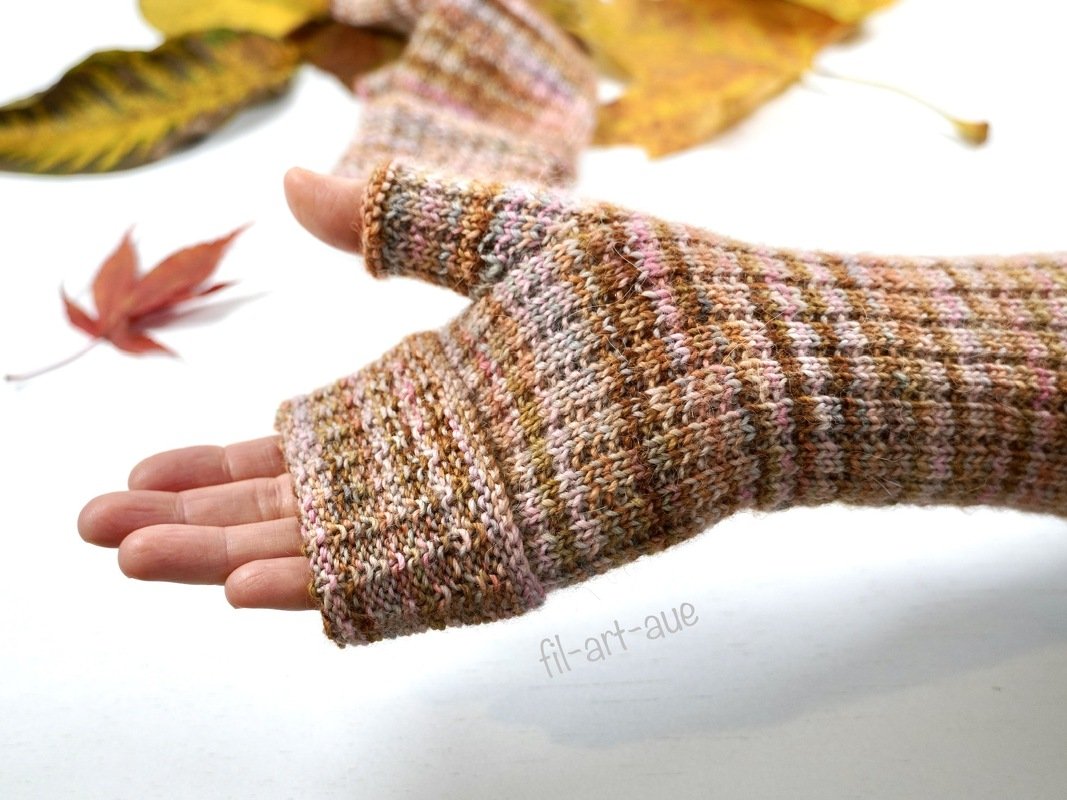 Reversible fingerless mitts "Pure", knitting pattern, easy, 4 sizes