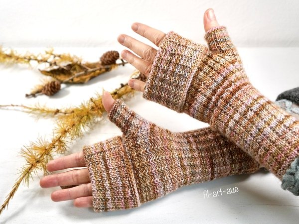 Reversible fingerless mitts Pure, knitting pattern, easy, 4 sizes