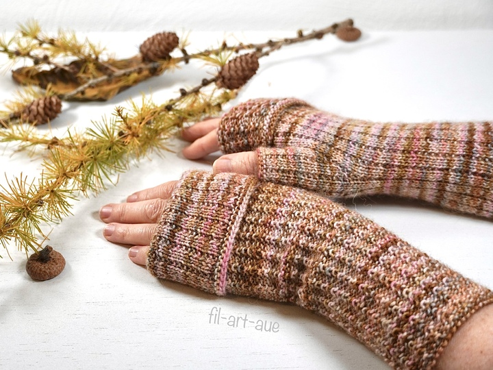 Reversible fingerless mitts "Pure", knitting pattern, easy, 4 sizes