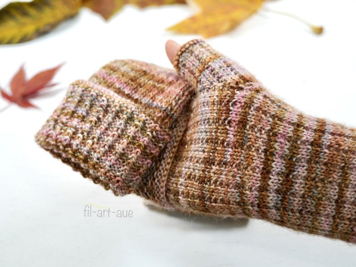 Reversible fingerless mitts "Pure", knitting pattern, easy, 4 sizes
