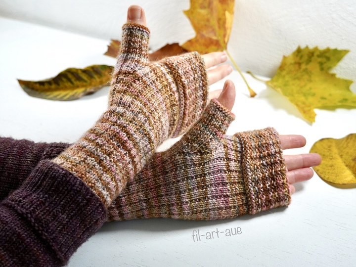 Reversible fingerless mitts "Pure", knitting pattern, easy, 4 sizes