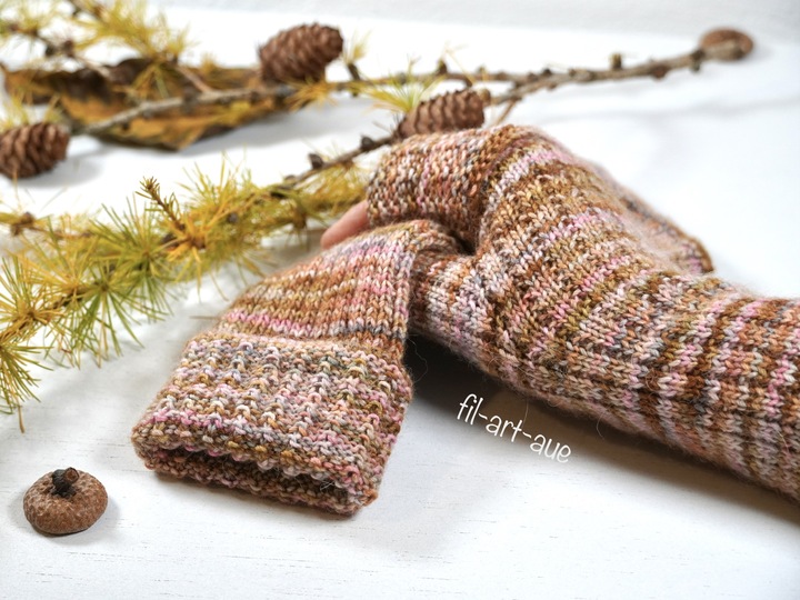Reversible fingerless mitts "Pure", knitting pattern, easy, 4 sizes