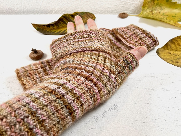 Reversible fingerless mitts "Pure", knitting pattern, easy, 4 sizes