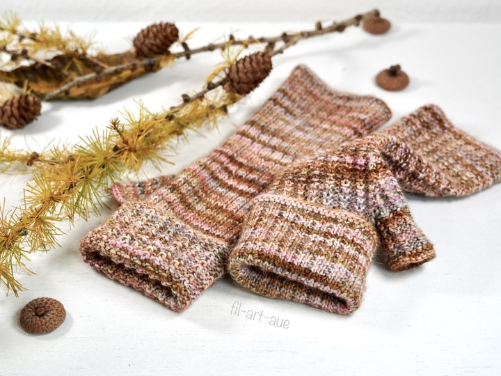 Reversible fingerless mitts "Pure", knitting pattern, easy, 4 sizes