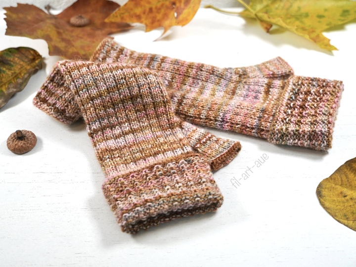 Reversible fingerless mitts "Pure", knitting pattern, easy, 4 sizes
