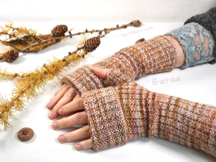 Reversible fingerless mitts "Pure", knitting pattern, easy, 4 sizes