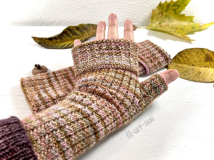 Reversible fingerless mitts "Pure", knitting pattern, easy, 4 sizes